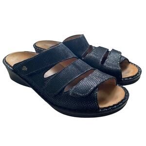 FINN Women's Size US 9, UK 6.5 Cremona Black Leather Slides Adjustable Sandals